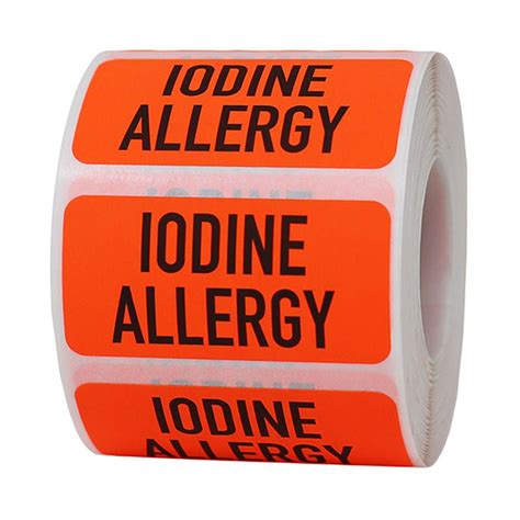 Iodine Allergy Labels 1 X 2 In 2022 Fluorescent Paper Iodine Allergies