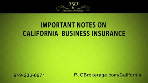 Important Notes On California Business Insurance Pjo Insurance