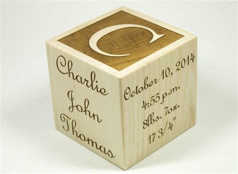 Personalized Baby Block Personalized T Engraved Baby Etsy Wooden