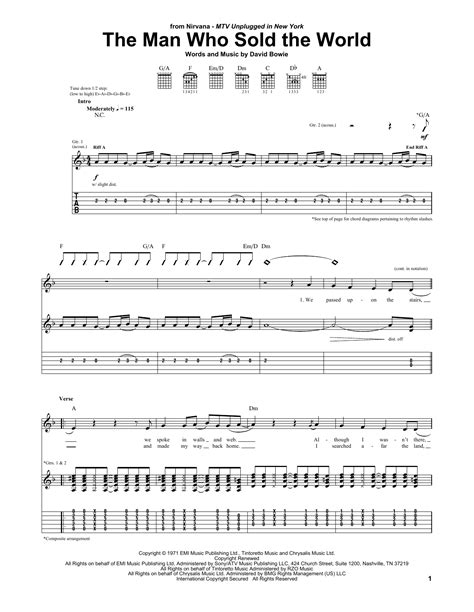 The Man Who Sold The World By Nirvana Guitar Tab Guitar Instructor