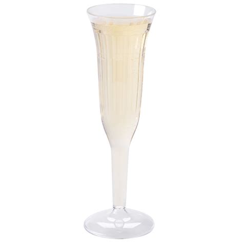 Visions 5 Oz Clear 1 Piece Plastic Champagne Flute 8 Pack