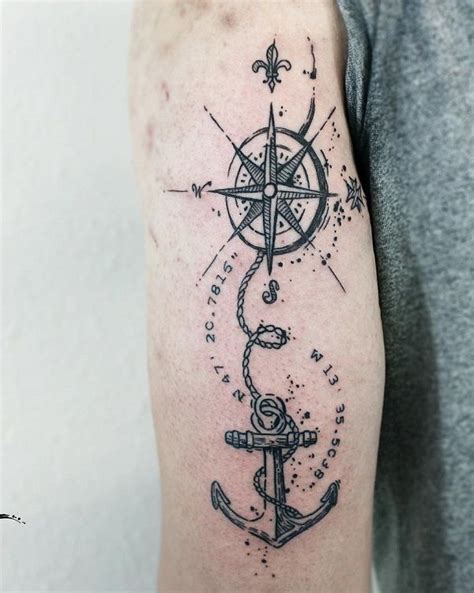 Compass is a navigational instrument to determine the direction of magnetic north. Anchor and compass tattoo - 60 Awesome Anchor tattoo ...