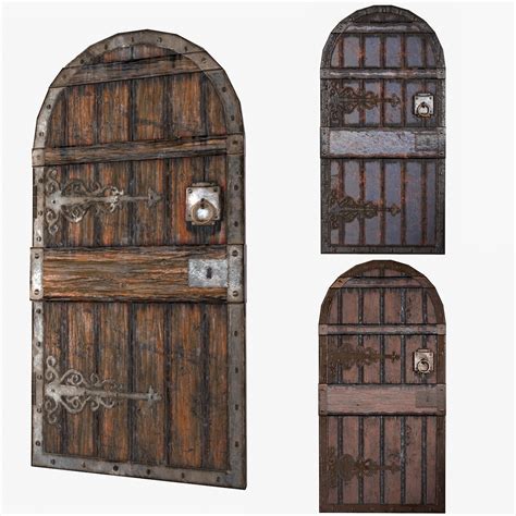 3d Model Medieval Castle Door Pack Dungeon Door Pbr 4k Low Poly Vr