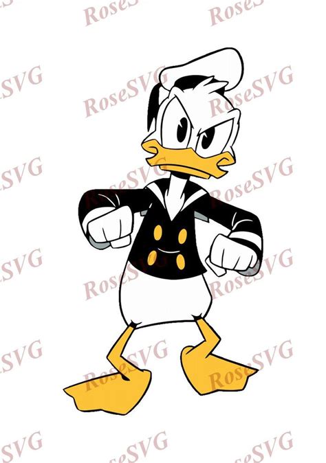 Donald The Duck Cartoon Character In Black And White