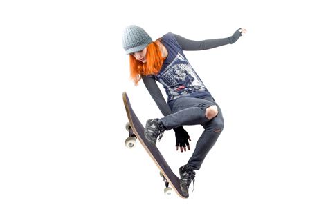 Skateboarder Woman Jumping Free Stock Photo Public Domain Pictures
