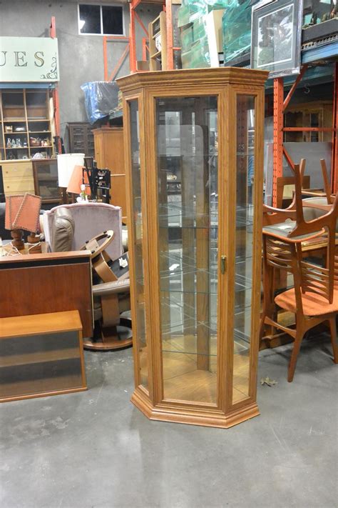 Buhler Furniture Solid Oak Corner Glass Display Cabinet