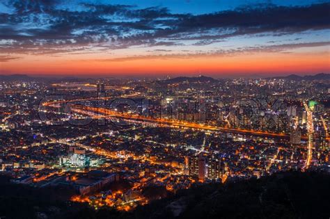 Sunset At Seoul City And Downtown Stock Image Colourbox