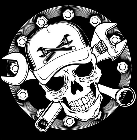 Skull With Crossed Wrench And Piston Tattoo By Metacharis On Deviantart