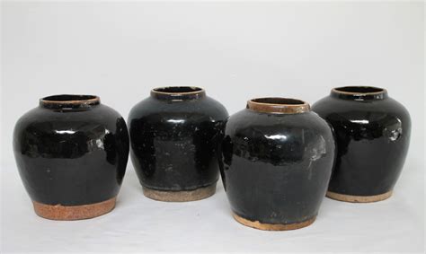 Vintage Black Glazed Terracotta Pot Bloomhomeinc