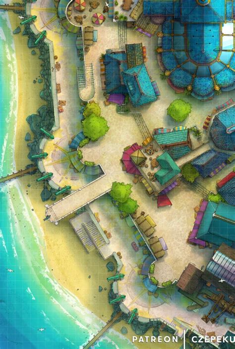 Beach Town Sea Front Our Brand New Map X Battlemaps Fantasy Town Fantasy Map