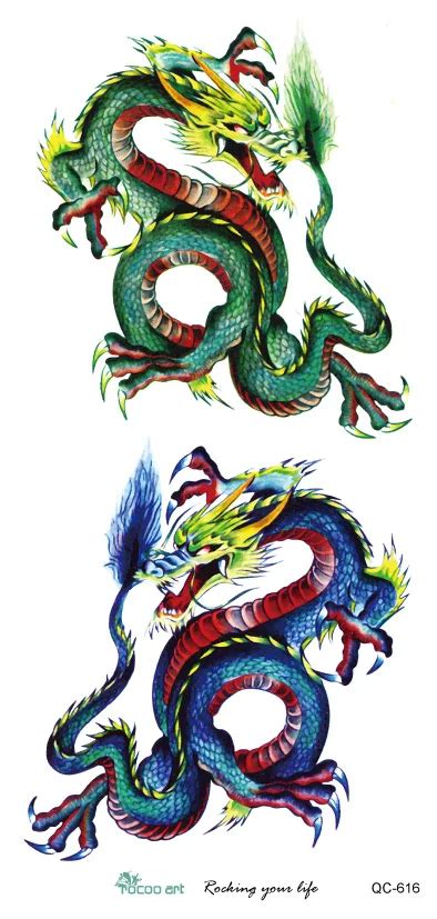 Qc616 20x10cm Large Colorful Powerful Chinese Green Blue Dragon 3d