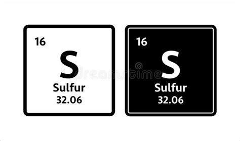 Símbolo De Enxofre Sinal De Enxofre Com Número Atômico E Peso Atômico S