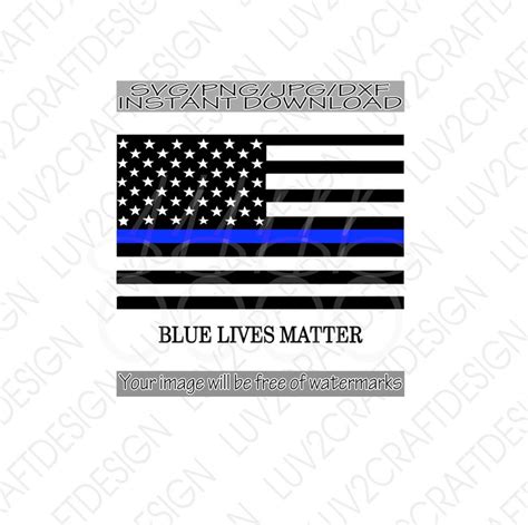 Blue Lives Matter Blue Line Flag Pd Svgpngdxf Etsy
