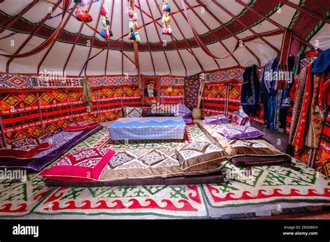 Kazakhstan Saty Yurt Interior Decorations Kazakh Poet Zhambyl