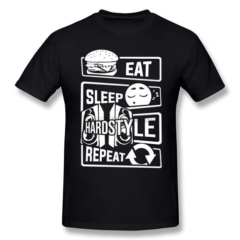 Eat Sleep Hardstyle Repeat Bass Men T Shirt Fashion Camiseta Big Size