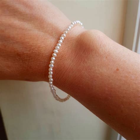 Tiny Freshwater Seed Pearl Bracelet Sterling Silver Or Gold Fill Small