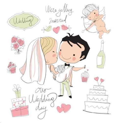 You don't need to hire costly graphic. Cute wedding card hand drawn vector 11 - Vector Card free ...