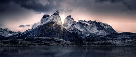 Download 3440x1440 Mountains Clouds Sunrise Wallpapers