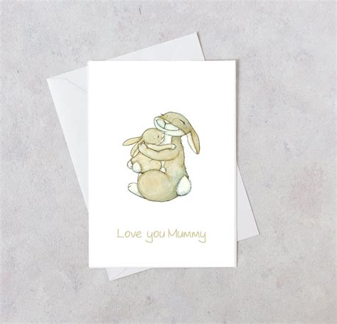 Mothers Day Card Bunny Rabbits Greeting Card Love You Etsy Mothers
