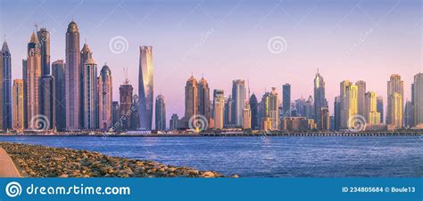 Dubai Marina Bay View From Palm Jumeirah Uae Stock Photo Image Of