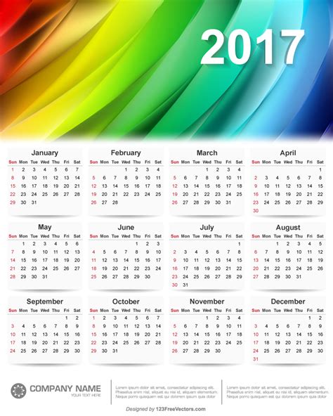 2017 Wall Calendar Printable