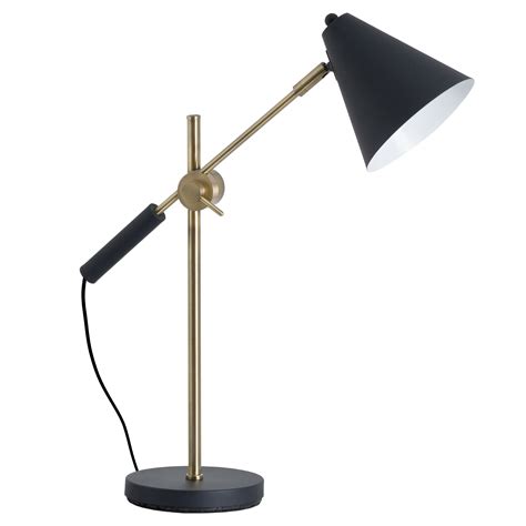 Black And Brass Adjustable Desk Lamp With Cone Shade Wholesale By