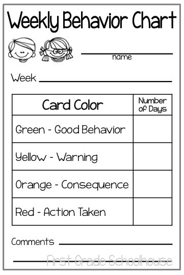 Classroom Freebies Weekly Behavior Charts