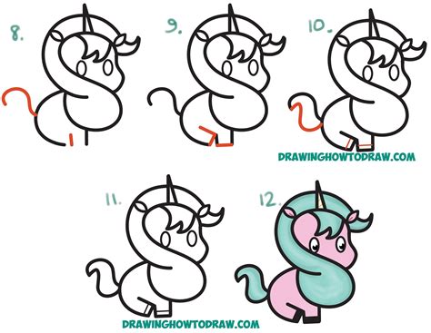 Learn How To Draw A Cute Cartoon Unicorn Kawaii From A Dollar Sign