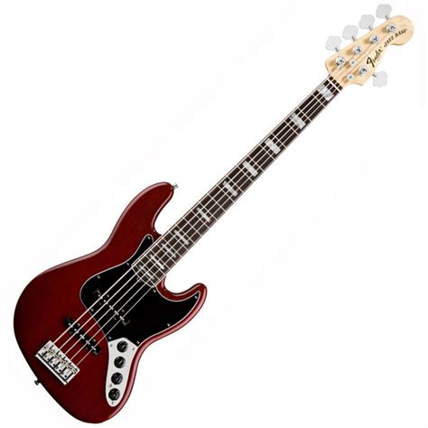 Fender American Deluxe Jazz Bass V Rw 5 String Wine Transparent At