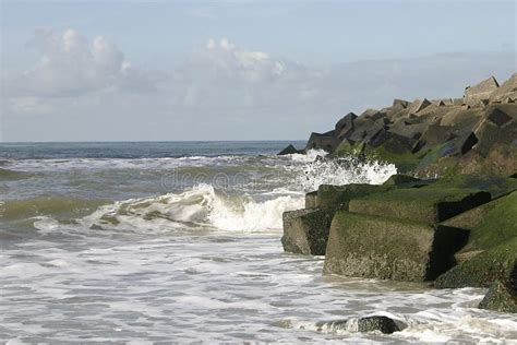 A Wave Breaker Stock Image Image Of Scheveningen Rocks 49911135