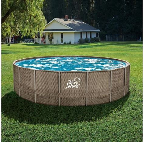 Blue Wave Deep Dark Cocoa Wicker Frame Swimming Pool Package With