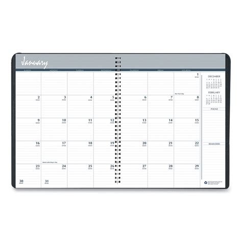 24 Month Recycled Ruled Monthly Planner 11 X 85 Black Cover 24