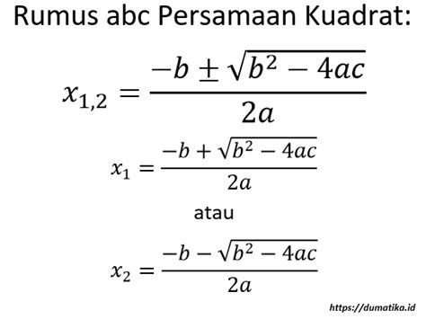 Contoh Soal Persamaan Kuadrat Menggunakan Rumus Abc