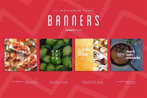 17 Instagram Food Banners Creative Instagram Templates Creative Market