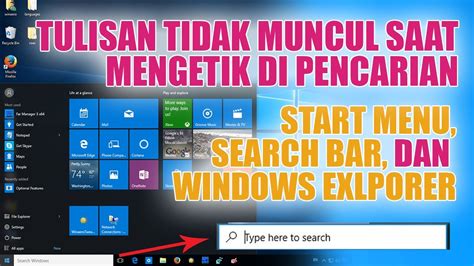 Mengatasi Keyboard Tidak Bisa Mengetik Di Start Menu Search Bar Pencarian Windows Explorer