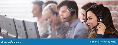 Female Customer Services Agent In Call Center Stock Image Image Of Computer Company