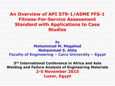 Pdf An Overview Of Api 579 1asme Ffs 1 Fitness For Service