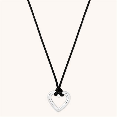 Heart Charm Silver Cord Necklace Astrid And Miyu Necklaces