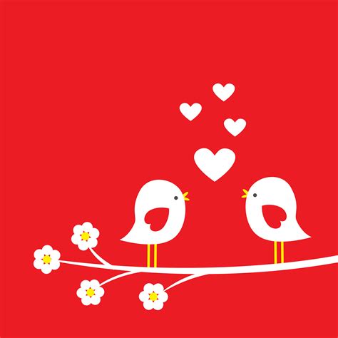 Two Cute Birds On Blooming Branch Card For Valentine Day Vector Art At Vecteezy