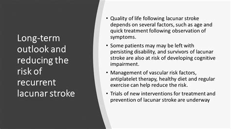 Long Term Outlook And Reducing The Risk Of Recurrent Lacunar Stroke