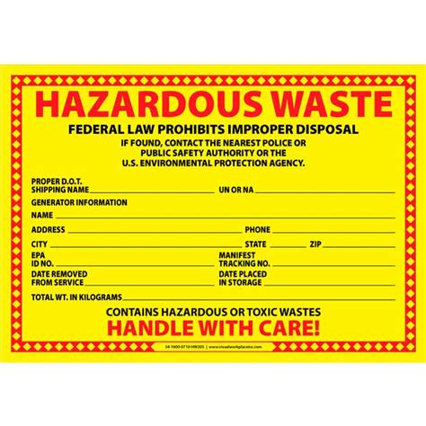 Polylabel Hazardous Waste Federal Law Prohibits Improper Disposal