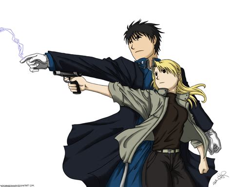 Roy Mustang And Riza Hawkeye By Nerovanderhaven On Deviantart Roy Mustang Anime Fullmetal