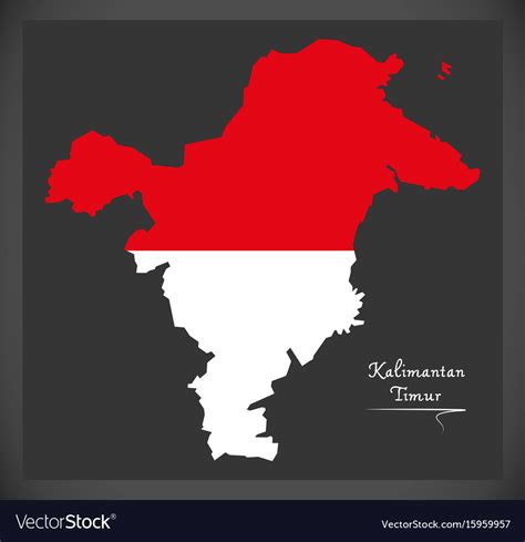 Kalimantan Timur Indonesia Map With Indonesian Vector Image
