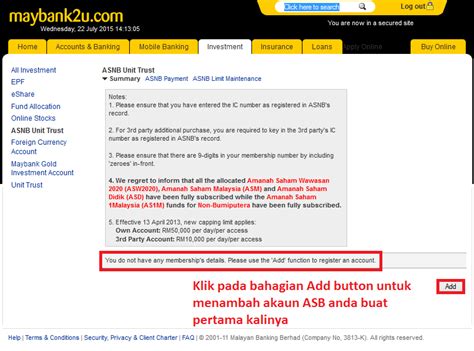 If you happen to need to increase your maybank2u transaction limit be it for a 3rd party transfer or even for instant interbank transfer, here is how to do it. Cara Transfer Duit Secara Online Ke ASNB Melalui Maybank2u ...