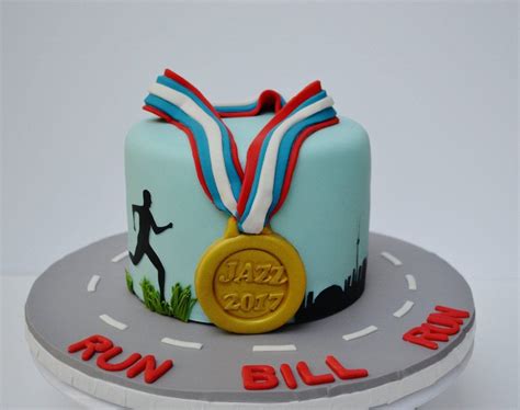 A birthday cake is a cake eaten as part of a birthday celebration. Jazz Run Marathon Cake | Running cake, Sports birthday cakes, Birthday cakes for men