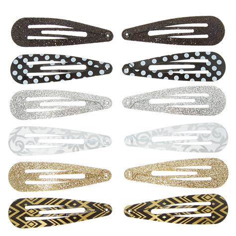 Maybe you would like to learn more about one of these? Mixed Glitter Snap Hair Clips - Gold, 12 Pack | Claire's