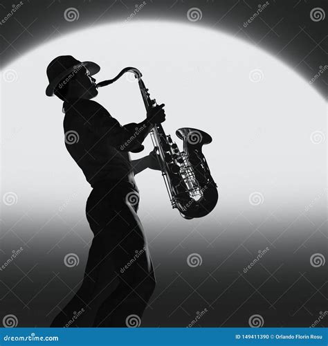 saxophone player black and white image of a man playing saxophone stock illustration