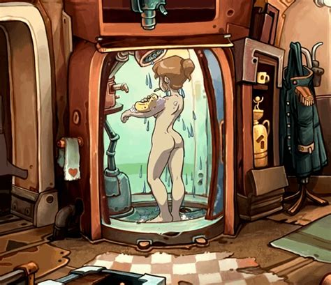 Rule 34 Animated Breasts Brown Hair Cigarette Deponia Embarrassed