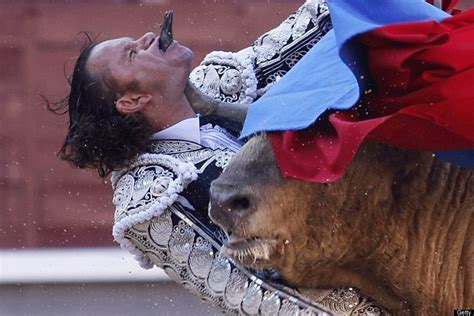 Bullfight Injury As Matador Gored Through Chin In Madrid Spain