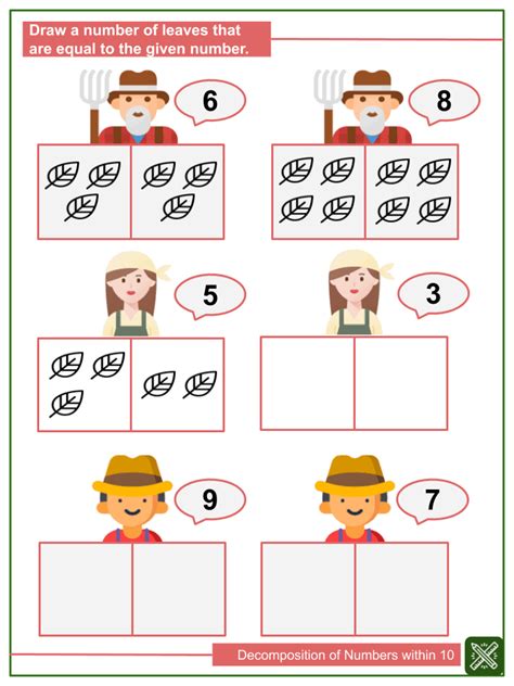Free Decomposing Numbers Worksheets For Kindergarten